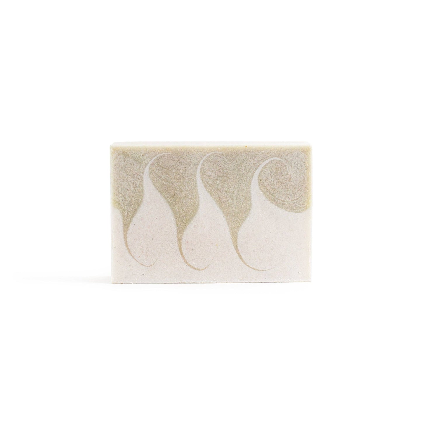 cream salt soap with green swirls