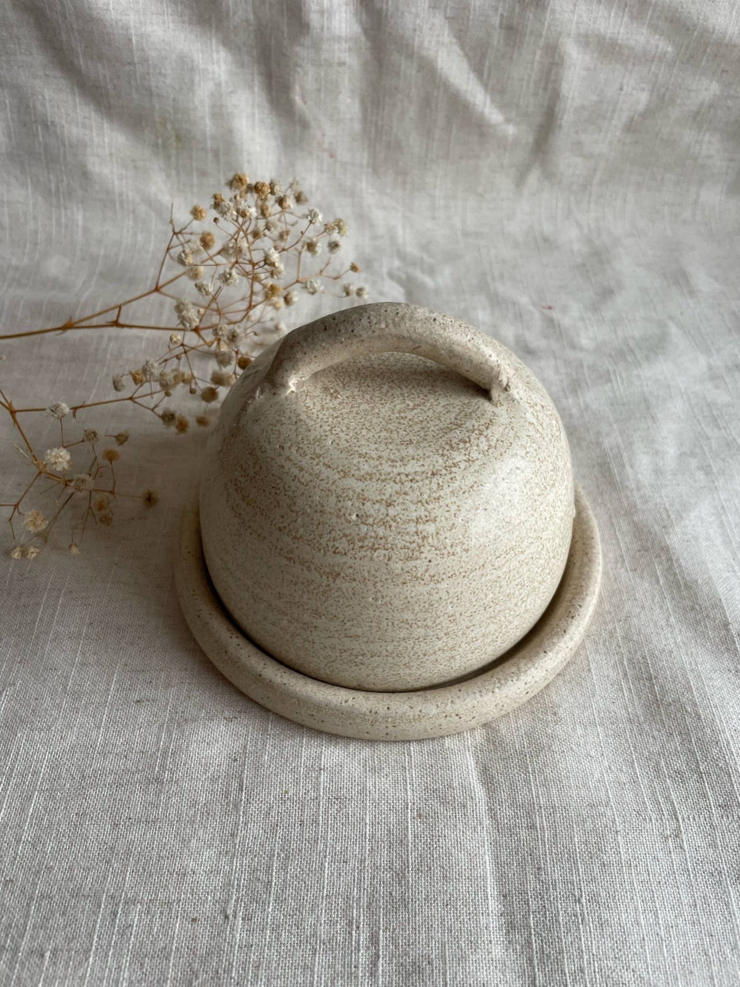 Cream Handmade Ceramic Butter Dish