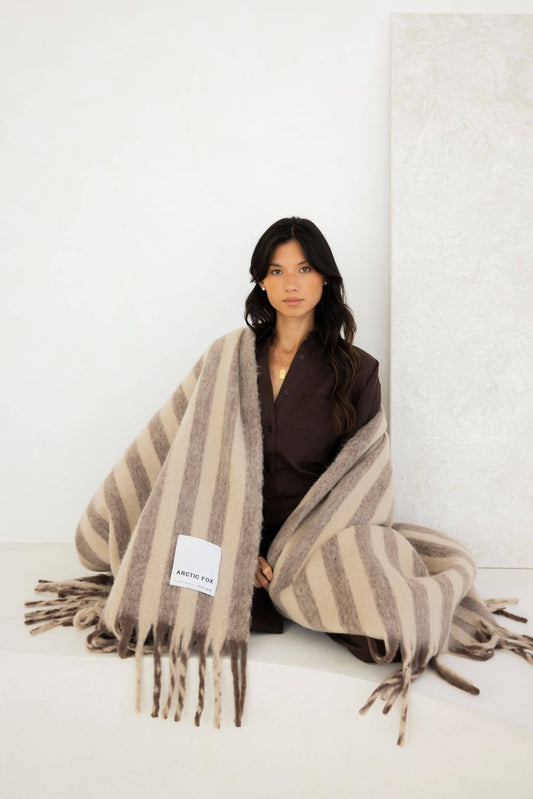 Extra Cosy Blanket - Burnt Umber Stripe