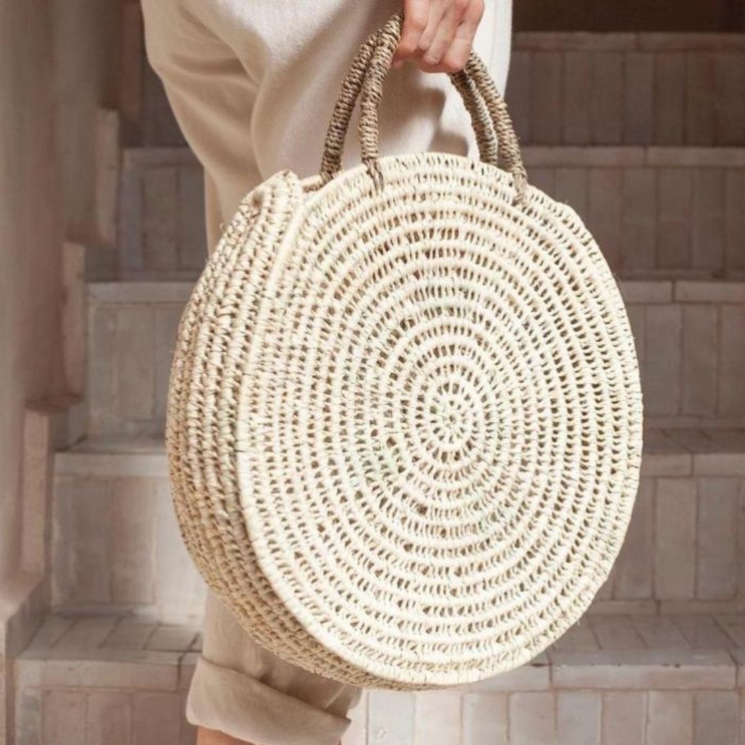 Round Woven Basket Bag