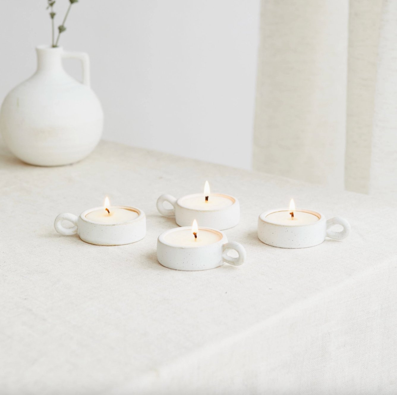 Scandi Ceramic Tea Lights | Set of 4