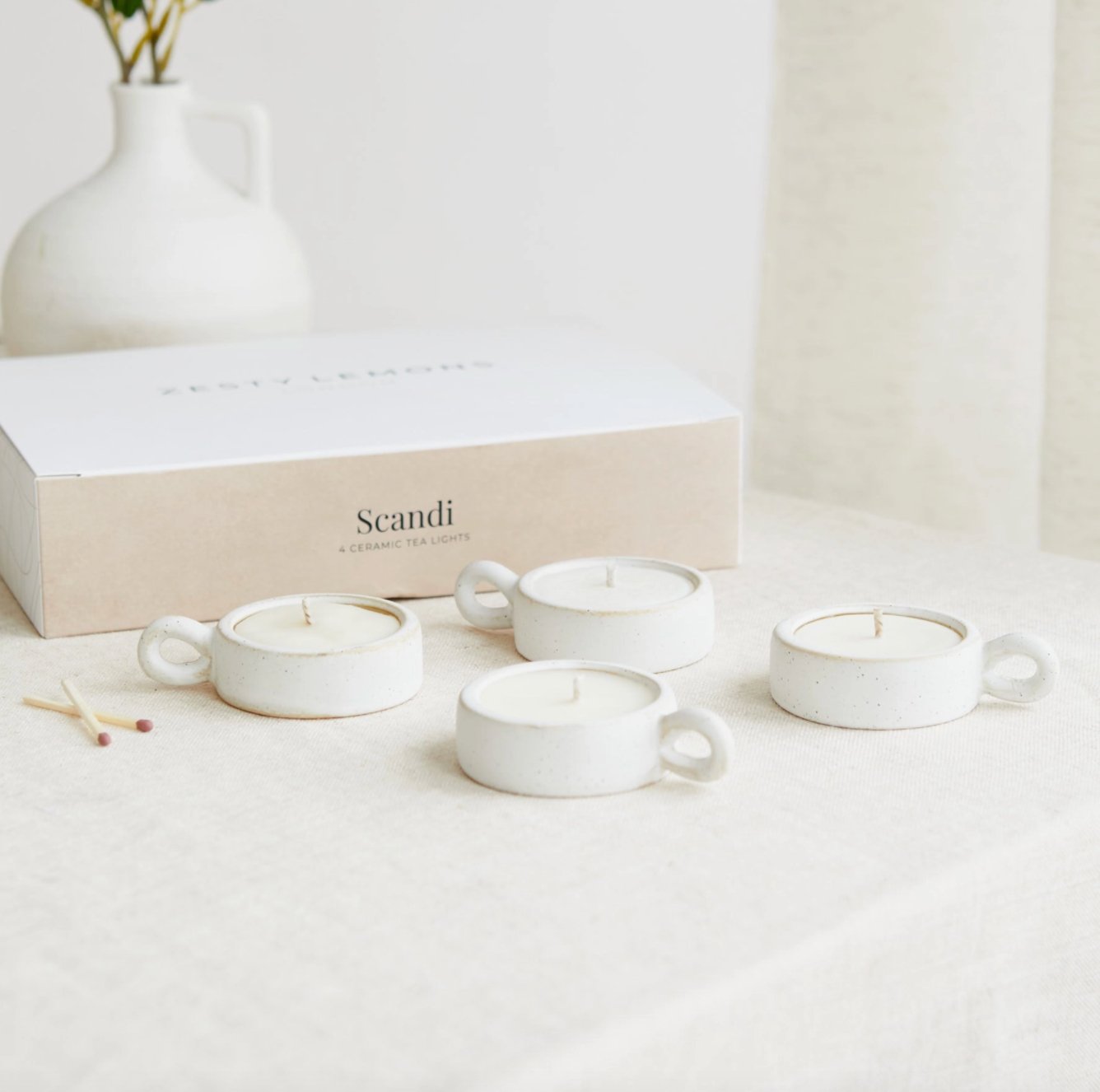 Scandi Ceramic Tea Lights | Set of 4