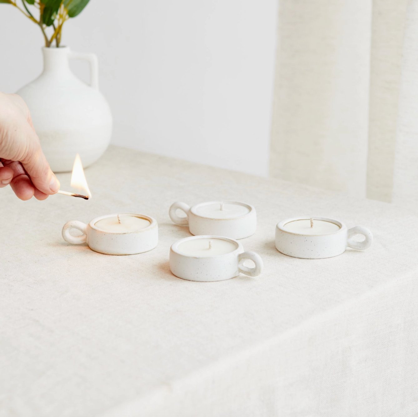 Scandi Ceramic Tea Lights | Set of 4